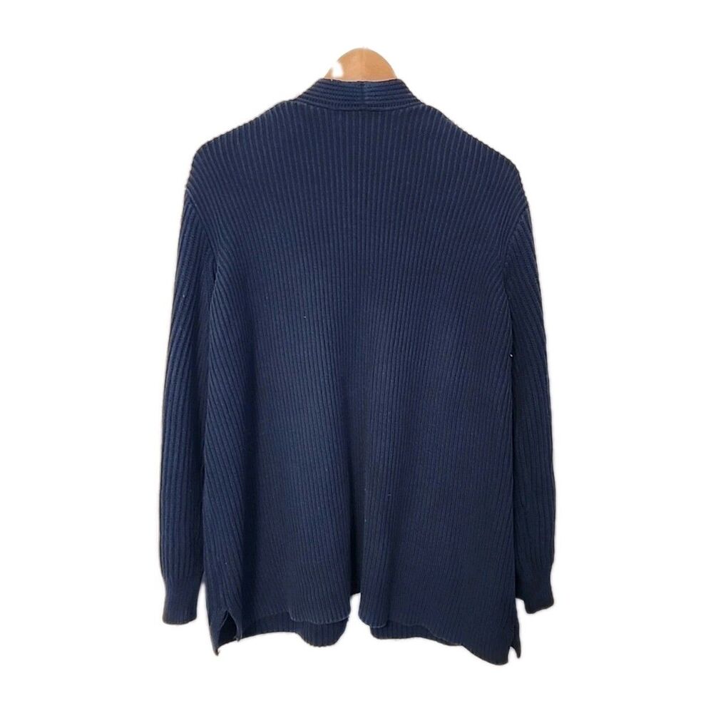 Madewell Cardigan Sweater Woman's XL Ribbed Open Front Navy Blue 100% Cotton - Picture 3 of 6